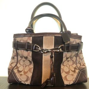 Coach Hamptons Signature Stripe Medium Carryall